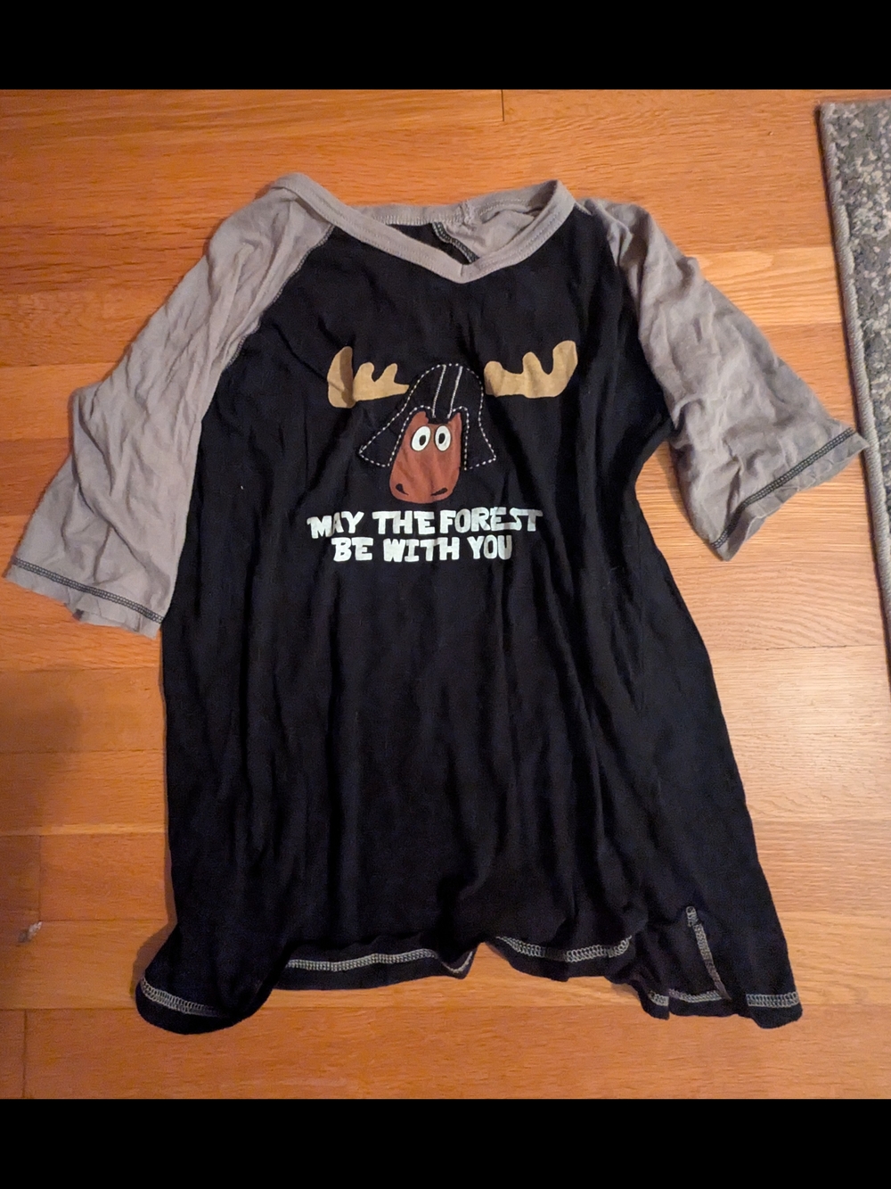 Lazy One Black & Gray Moose Tee with 'May The Forest Be With You'